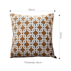 SOGA 50cm Brown Checkered Chain Jacquard Square Pillow Decorative Cushion for Home Decor