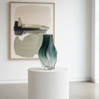 SOGA 27cm Glass Vase Blue with Beautiful glass Bubble Texture Art Vases