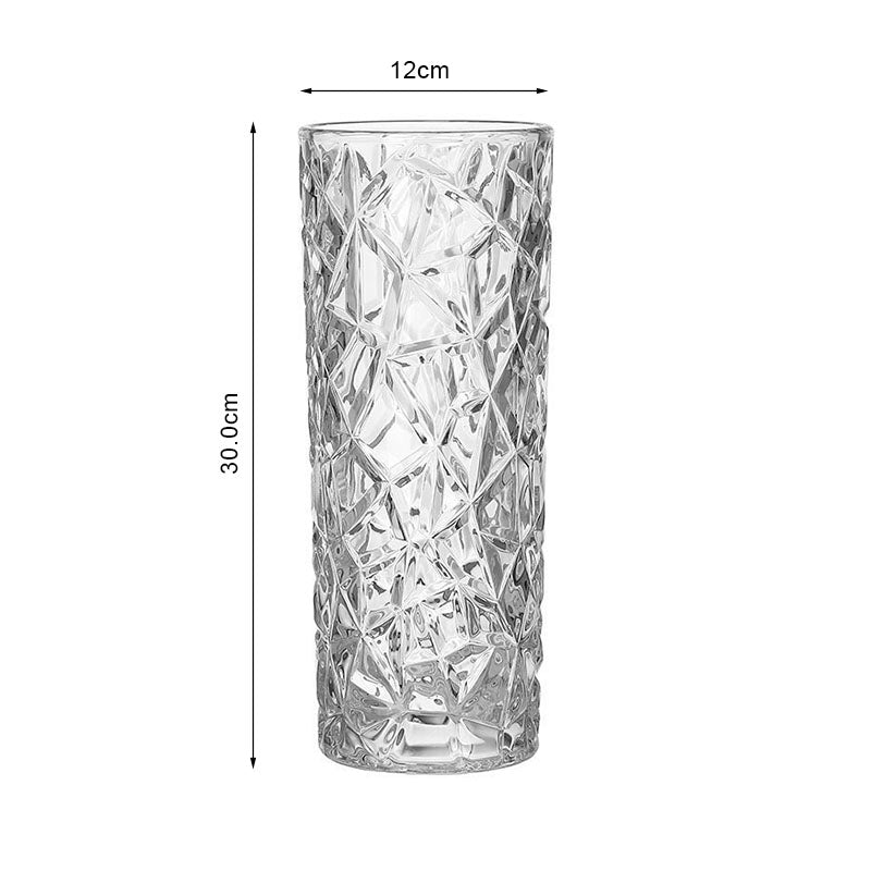 SOGA 30cm Sleek Clear Glass Vase Elegant Wide Crystal Design for Modern Home Décor