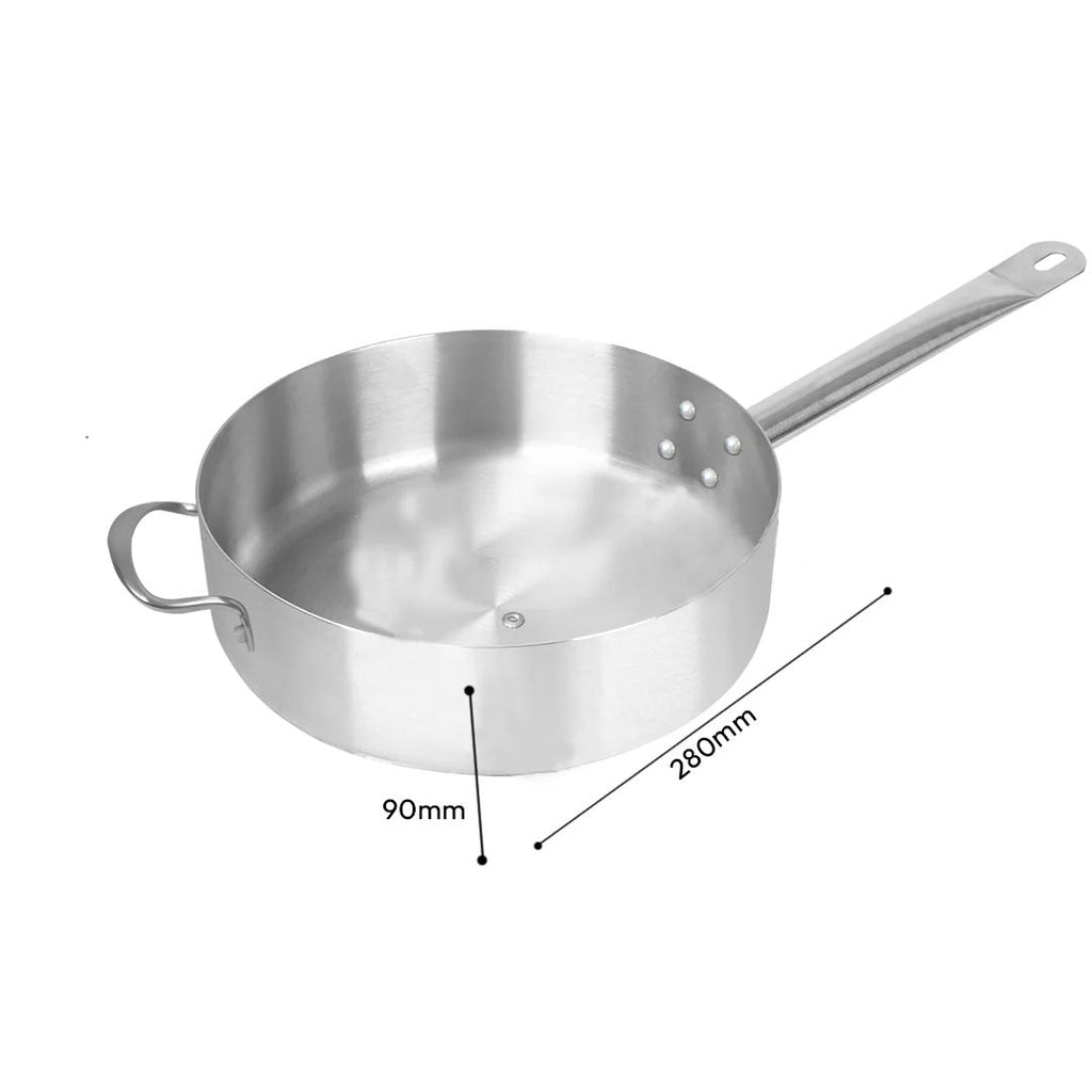 SOGA 2X 28cm Stainless Steel Saucepan Sauce pan with Glass Lid and Helper Handle Triple Ply Base Cookware