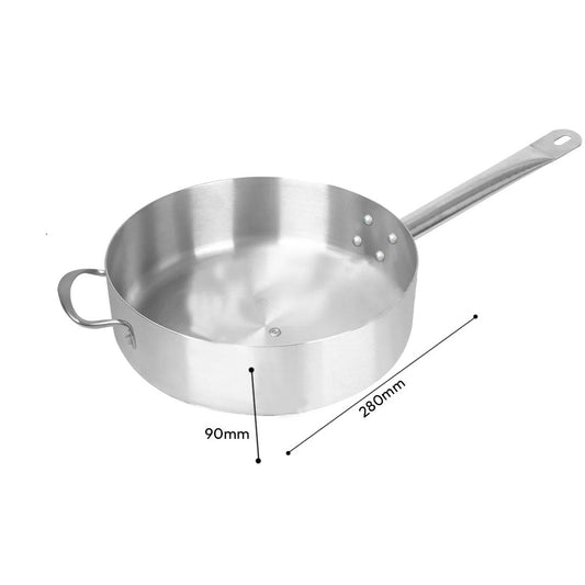 SOGA 2X 28cm Stainless Steel Saucepan Sauce pan with Glass Lid and Helper Handle Triple Ply Base Cookware