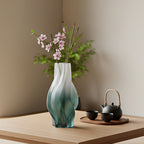 SOGA 32cm Glass Vase Blue with Beautiful glass Bubble Texture Art Vases