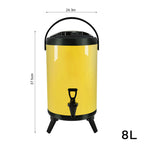SOGA 8L Stainless Steel Insulated Milk Tea Barrel Hot and Cold Beverage Dispenser Container with Faucet Yellow