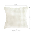 SOGA 2X 50cm Throw Pillow White Rabbit Fur Cushion Luxurious Soft Decorative Square Pillow for Living Room