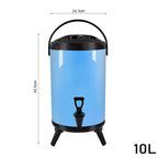 SOGA 4X 10L Stainless Steel Insulated Milk Tea Barrel Hot and Cold Beverage Dispenser Container with Faucet Blue