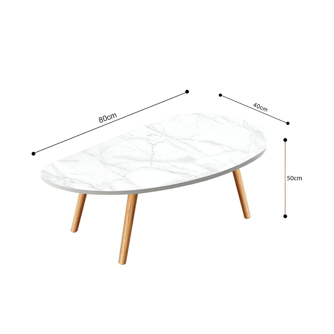 SOGA 2X 80x40cm White Stone Pattern Living Room Nordic  Coffee Table Modern Style