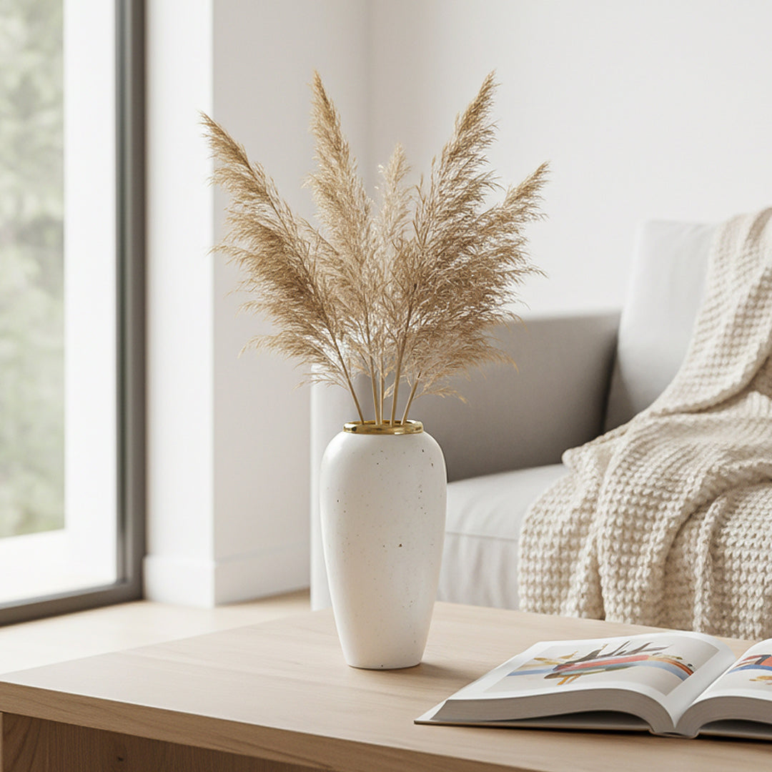 SOGA 35x17cm Plain White Large Ceramic Flower Vase Elegant Living Room Home Decor