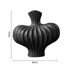 SOGA 2X 25X24cm Ornament Small Matte Black Vases Countertop Decoration Accessories Porch Crafts Home Decor
