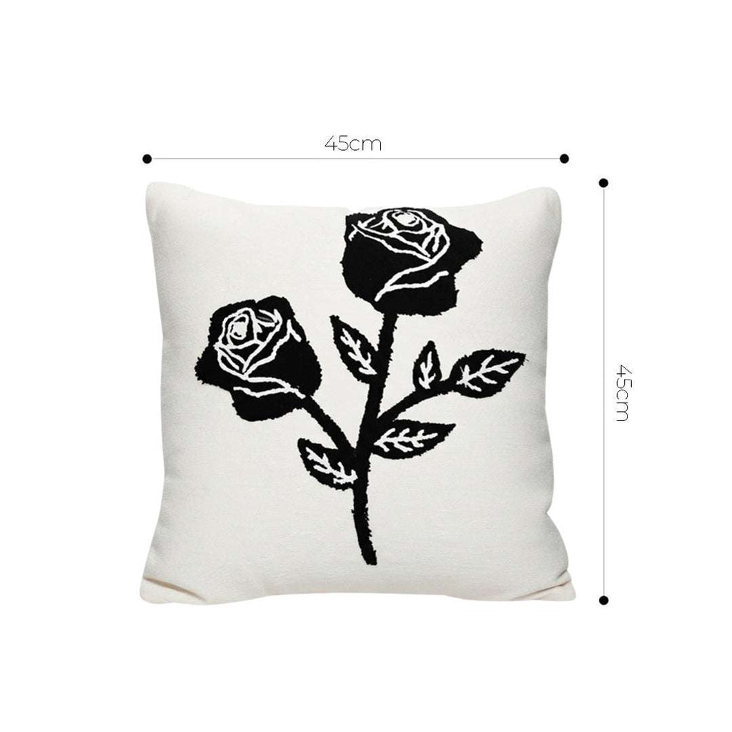 SOGA 2X 45cm White Black Rose Floral Embroidered Throw Pillow $ 129
