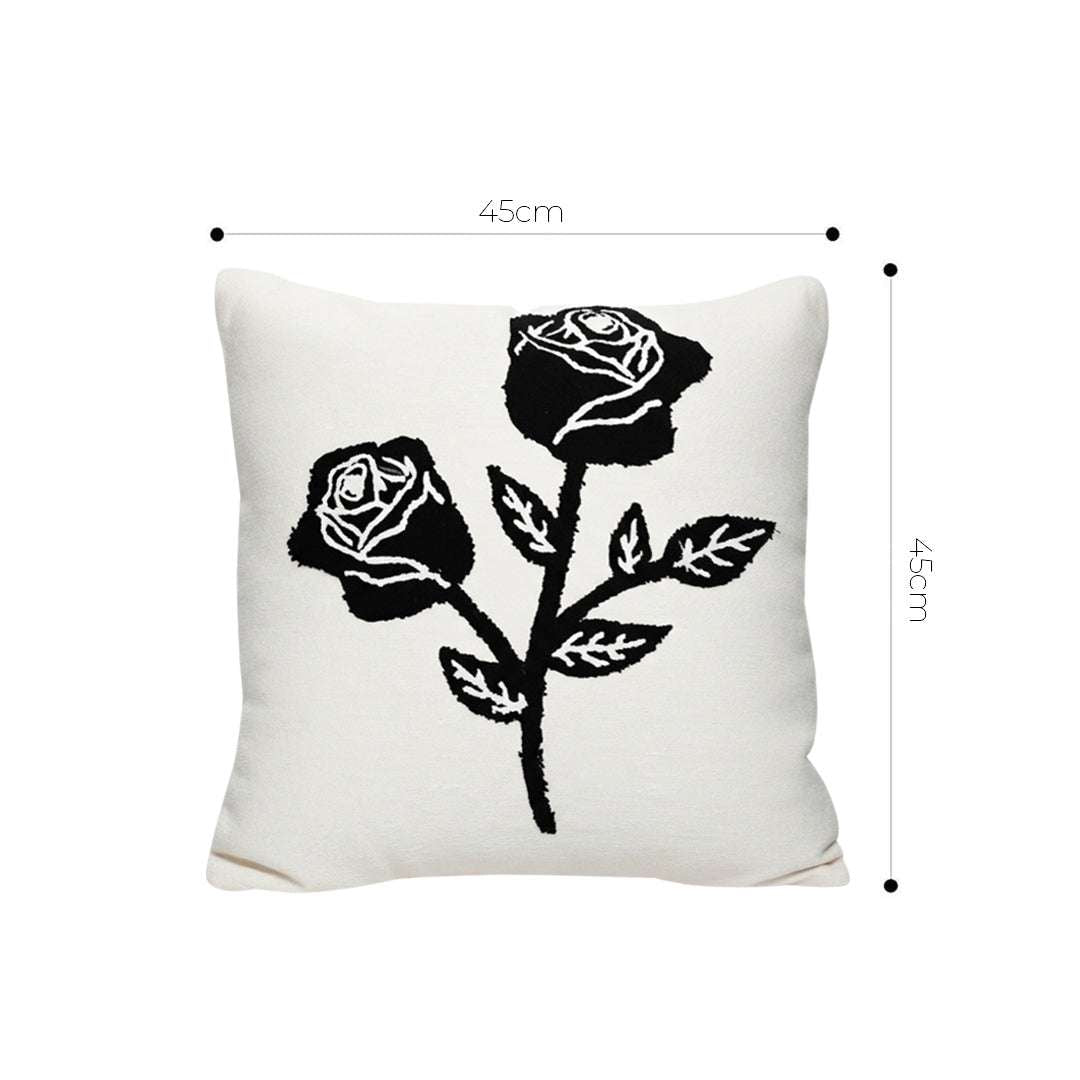 SOGA 2X 45cm White Black Rose Floral Embroidered Throw Pillow $ 129