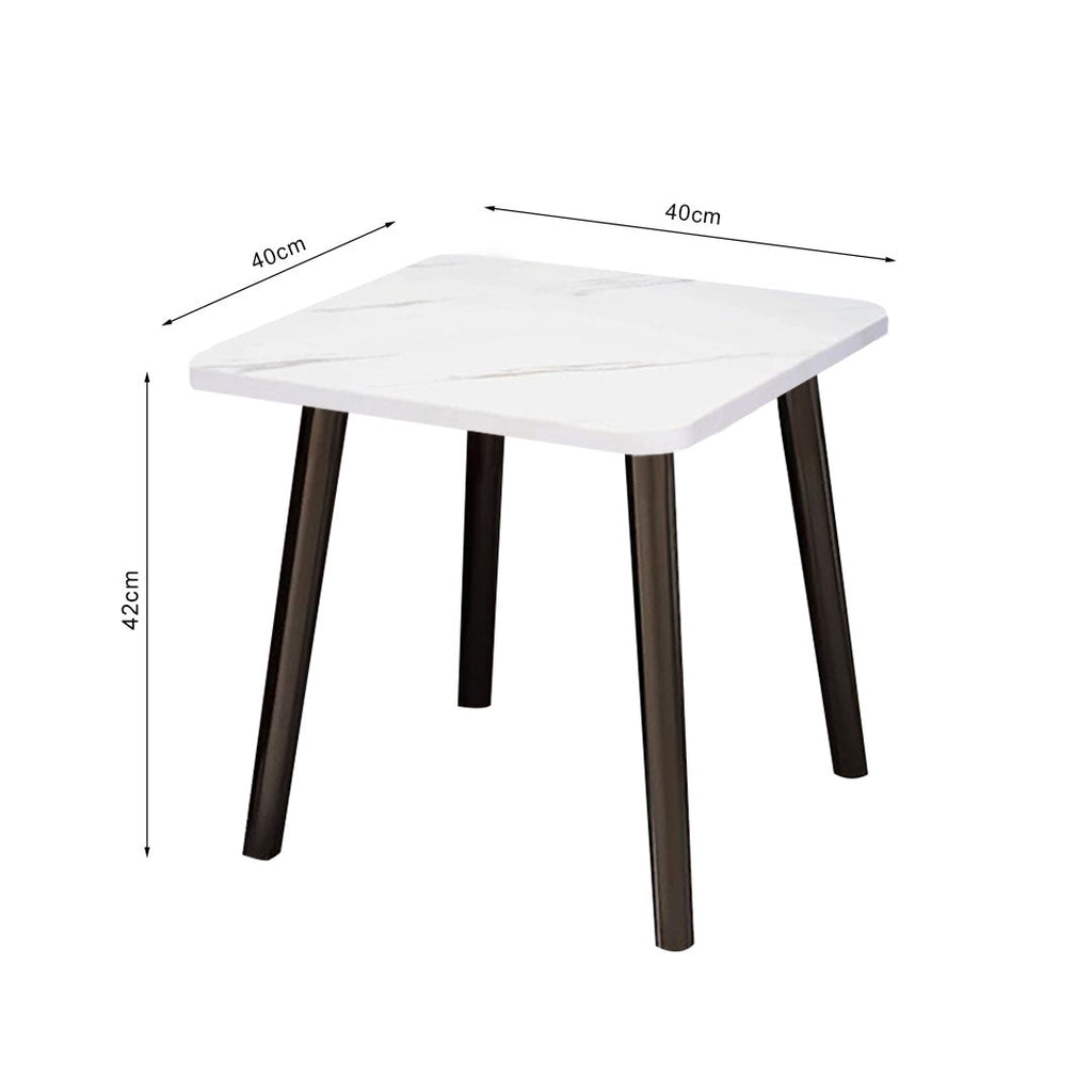 SOGA 40cm White Ceramic Table Stone Pattern Compact Modern Design with Black Legs