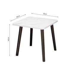 SOGA 40cm White Ceramic Table Stone Pattern Compact Modern Design with Black Metal Legs