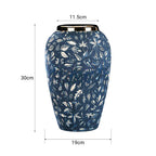 SOGA 30x19 Blue Medium Ceramic Flower Vase Elegant Living Room Home Decor