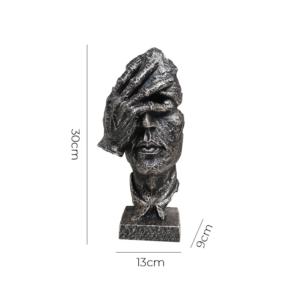 SOGA 30cm Bronze Resin Face Sculpture – Abstract Thoughtful Head Decor