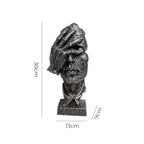 SOGA 30cm Bronze Resin Face Sculpture – Abstract Thoughtful Head Decor
