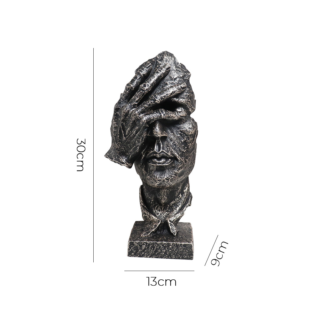 SOGA 30cm Bronze Resin Face Sculpture – Abstract Thoughtful Head Decor