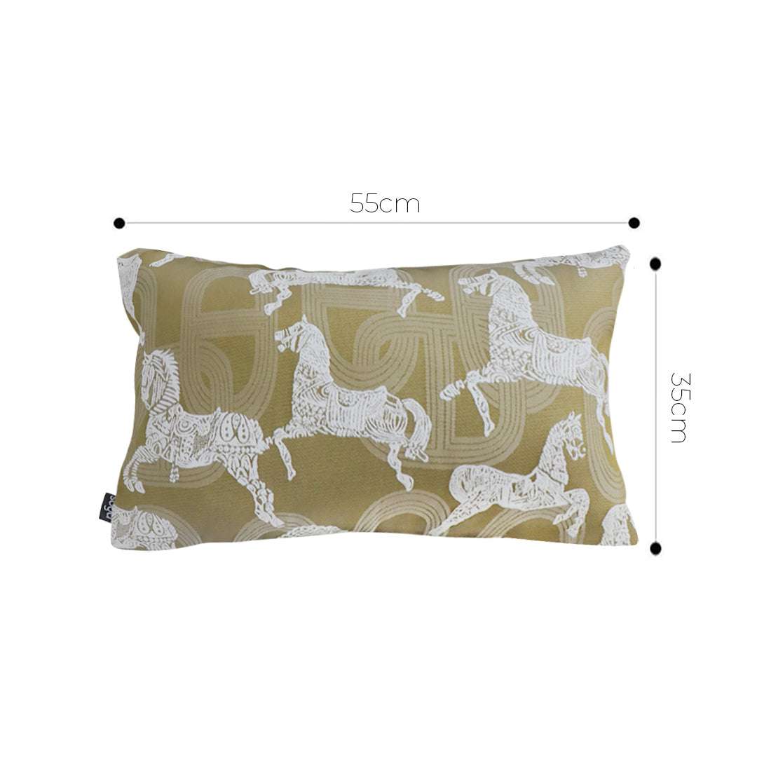 SOGA 2X 35cm Vintage Olive Green White Horse Pattern Throw Pillow $ 142