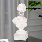 SOGA 45cm White Resin Bust – Gold Striped Mask Sculpture