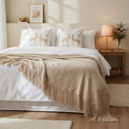 SOGA Christmas Bundle – 2 White Gold Reindeer Throw Pillows & Beige Diamond Throw Blanket $ 157