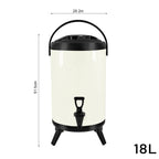 SOGA 18L Stainless Steel Insulated Milk Tea Barrel Hot and Cold Beverage Dispenser Container with Faucet White