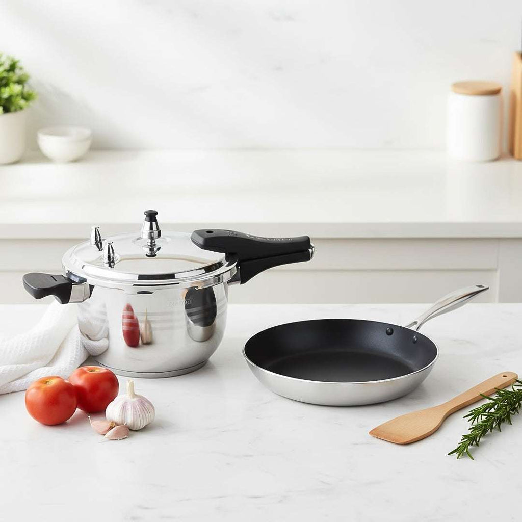 SOGA Kitchenware Bundle – 5L Stainless Steel Pressure Cooker & 28cm Non-Stick Fry Pan $ 215