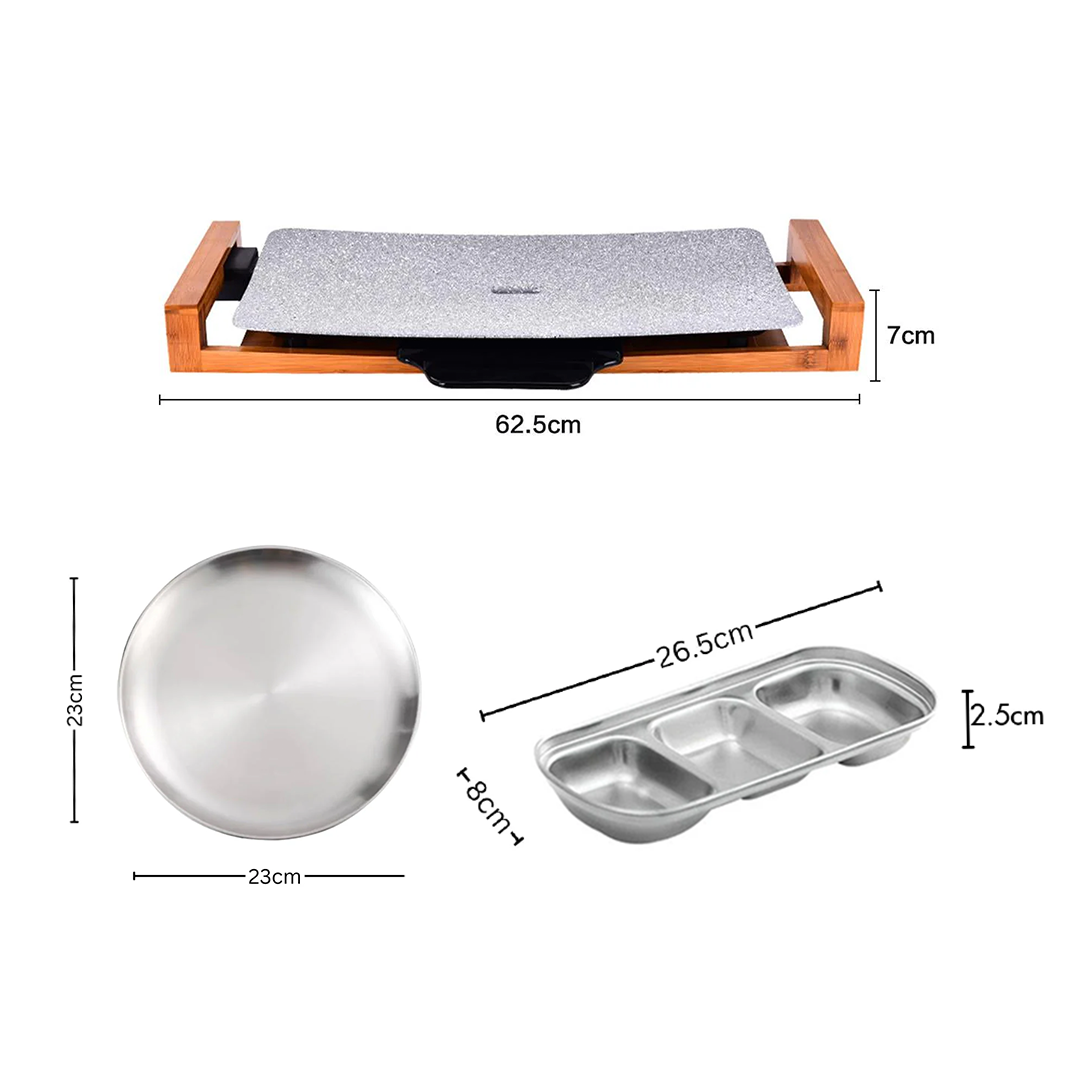 SOGA Kitchenware Bundle – Electric Ceramic BBQ Grill, Silver Grilling Plate & Sauce Pan