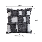SOGA 2X 50cm Bohemian Gray Fringe Checkerboard Textured Throw Pillow