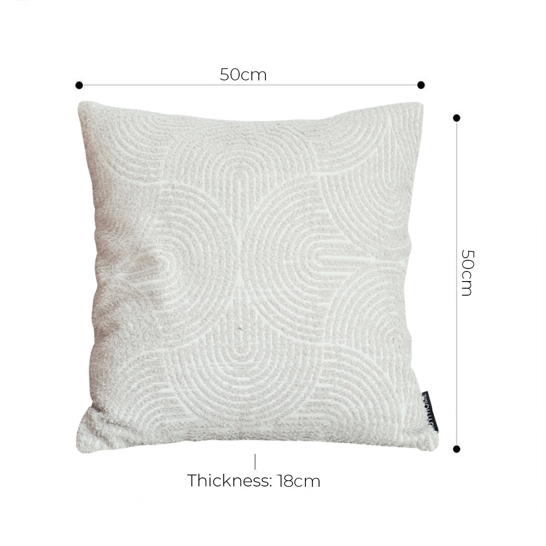 SOGA 2X 50cm Throw Pillow Off White Lumbar Embroidered Decorative Cover Stitch for Home Decor