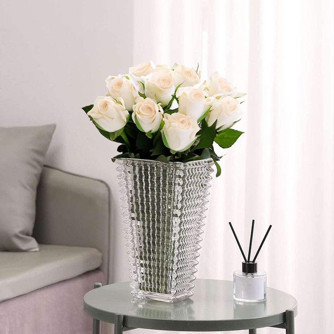 SOGA 22.5cm Handcrafted Clear Glass Vase Classic Design for Home Decor
