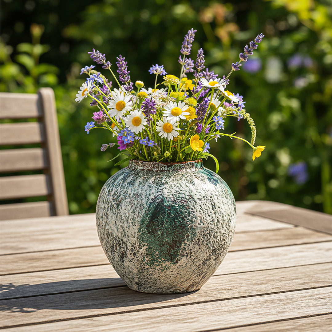 SOGA 21x22cm Green Small Ceramic Flower Vase Elegant Living Room Home Decor
