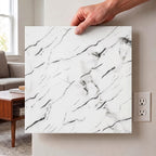 SOGA Peel & Stick Floor and Wall Tiles 60 x 60cm 10 Pack Black White Faux Marble