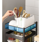 SOGA 2X 4 Tier Steel Square Rotating Kitchen Cart Multi-Functional Shelves Storage Organizer with Wheels