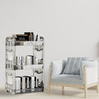 SOGA 2X 38x24cm Clear 3 Tier Bookshelf & Cosmetic Storage Organizer Trolley Rack