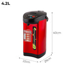 SOGA 2X 4.2L Red Stainless Steel Electric Thermal Pot Dispenser with 3 Dispensing Modes