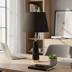 SOGA 2X 68cm Black Marble Bedside Desk Table Lamp Living Room Shade with Cone Shape Base