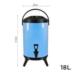 SOGA 2X 18L Stainless Steel Insulated Milk Tea Barrel Hot and Cold Beverage Dispenser Container with Faucet Blue