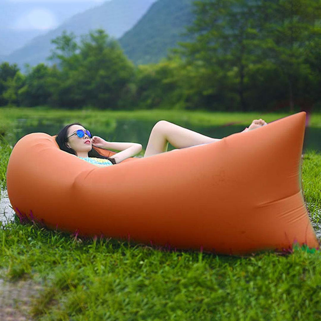 Fast Inflatable Sleeping Bag Lazy Air Sofa Orange