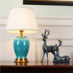 SOGA 4X Ceramic Oval Table Lamp with Gold Metal Base Desk Lamp Blue