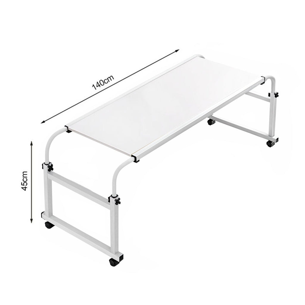 SOGA 2X 140x45cm White Cross Bed Movable Desk Table w/ Adjustable Length & Height