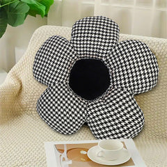 SOGA 2X Black Flower Cushion Shaped for Floor and Sitting Throw Pillow