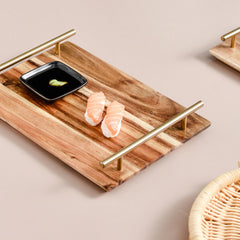 SOGA 2X 36cm Brown Rectangle Wooden Acacia Food Serving Tray Charcuterie Board Centerpiece  Home Decor