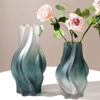 SOGA 27cm Glass Vase Blue with Beautiful glass Bubble Texture Art Vases