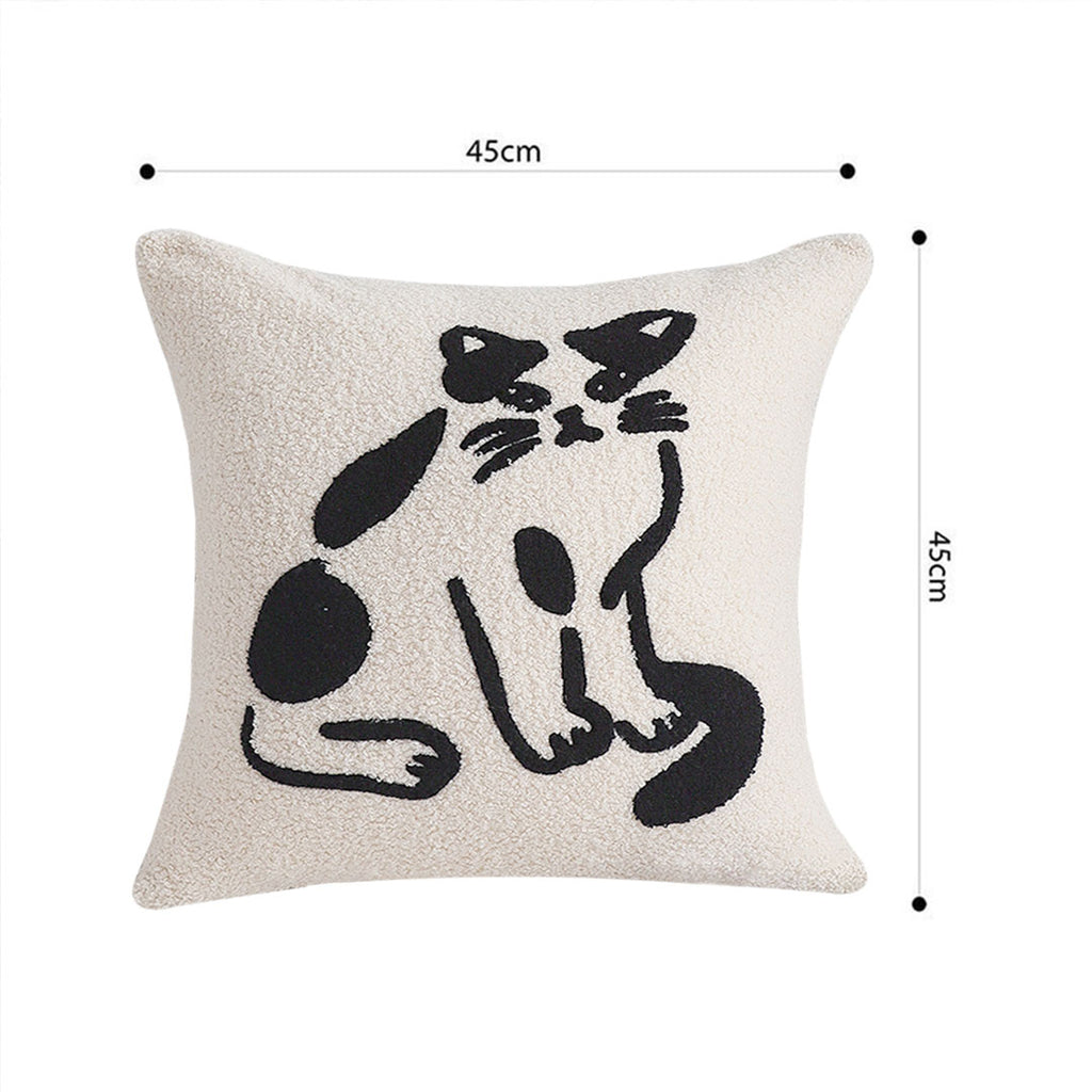 SOGA 2x 45cm Off-White Cat Design Square Throw Pillow