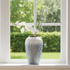 SOGA 30x19cm White and Grey Medium Ceramic Flower Vase Elegant Living Room Home Decor