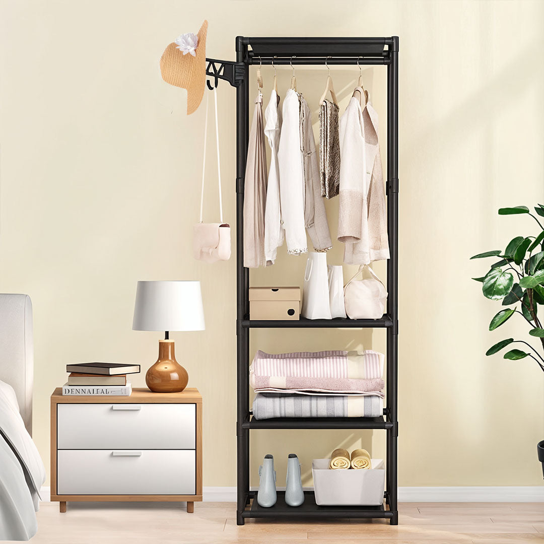 SOGA 2X 45x35cm Hanging Clothes Rack Storage w/ 3 Layer Organizer Adjustable Shelves, Sturdy, Space-Saving