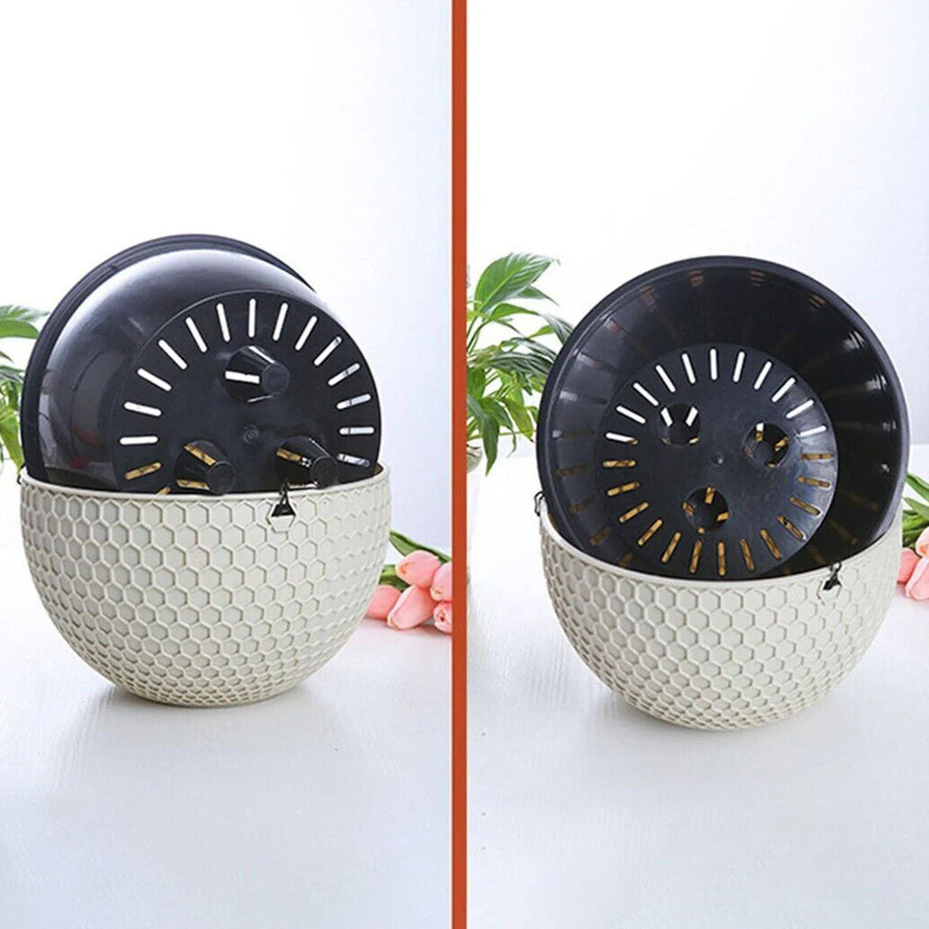 SOGA 16" White Hanging Planter – Indoor Outdoor Pot with Chain & Drainage