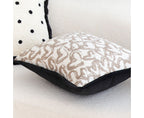 SOGA 50cm Elegant Beige Scrollwork Pattern Black Trim Decorative Throw Pillow