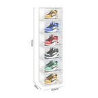 SOGA 2X 6 Tier Transparent Portable Shoe Organiser Sneaker Footwear Folding Plastic Bin Stackable Storage Box with Magnetic Door