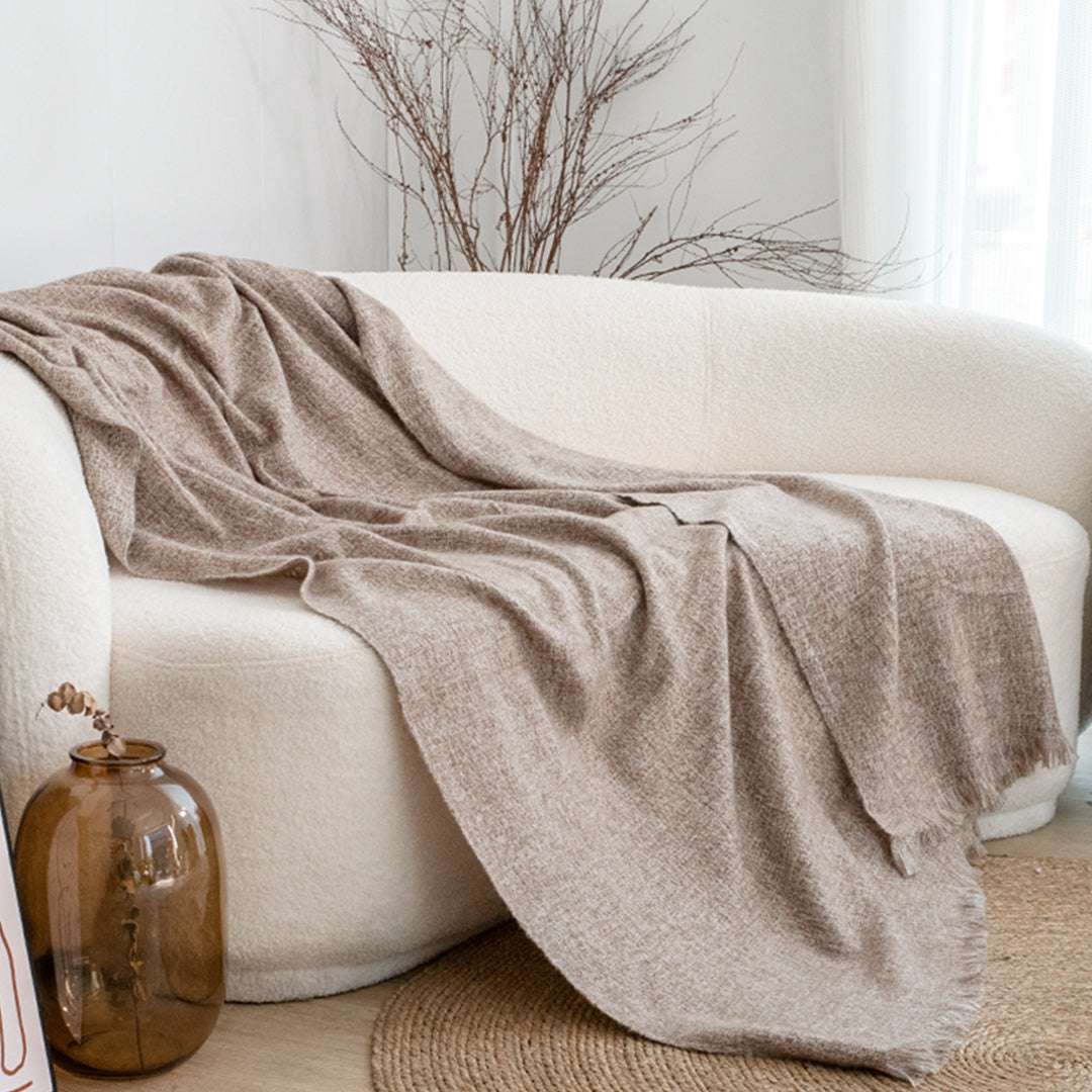 SOGA 2X 130x190cm Misty Beige Blanket – Houndstooth Tassel Throw $ 156