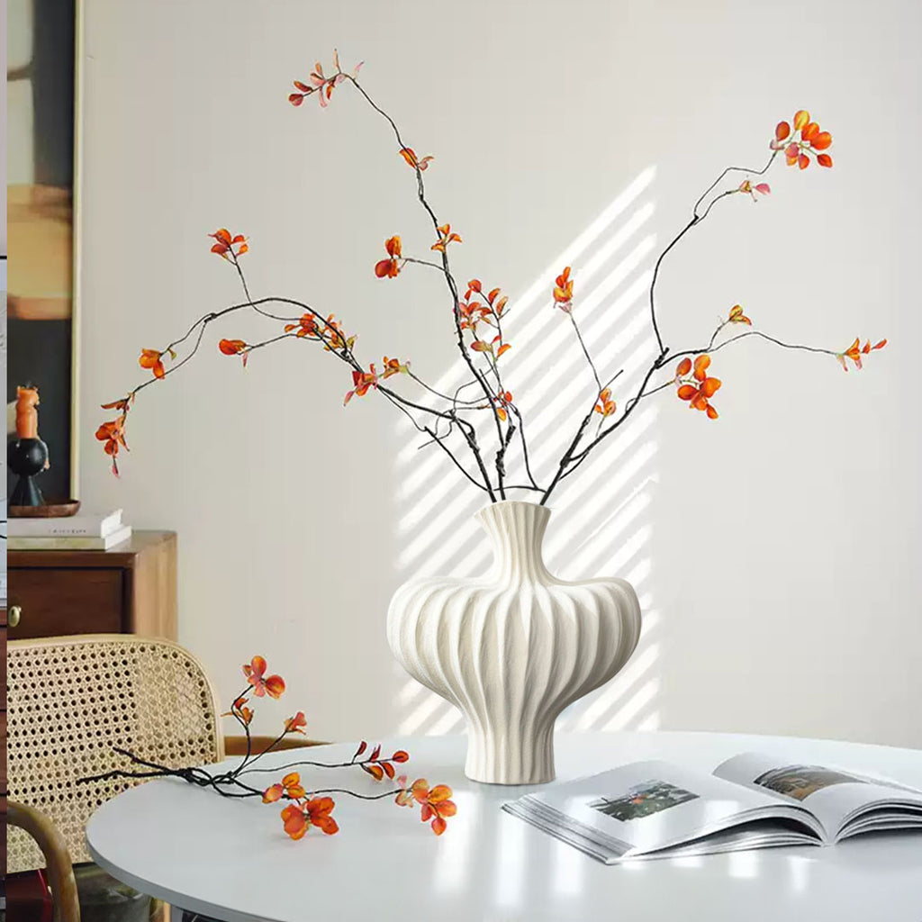 SOGA 28X30cm Ornament Large Matte White Vases Countertop Decoration Accessories Porch Crafts Home Decor